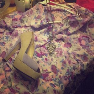 Purple Floral Shawl/Cover-Up